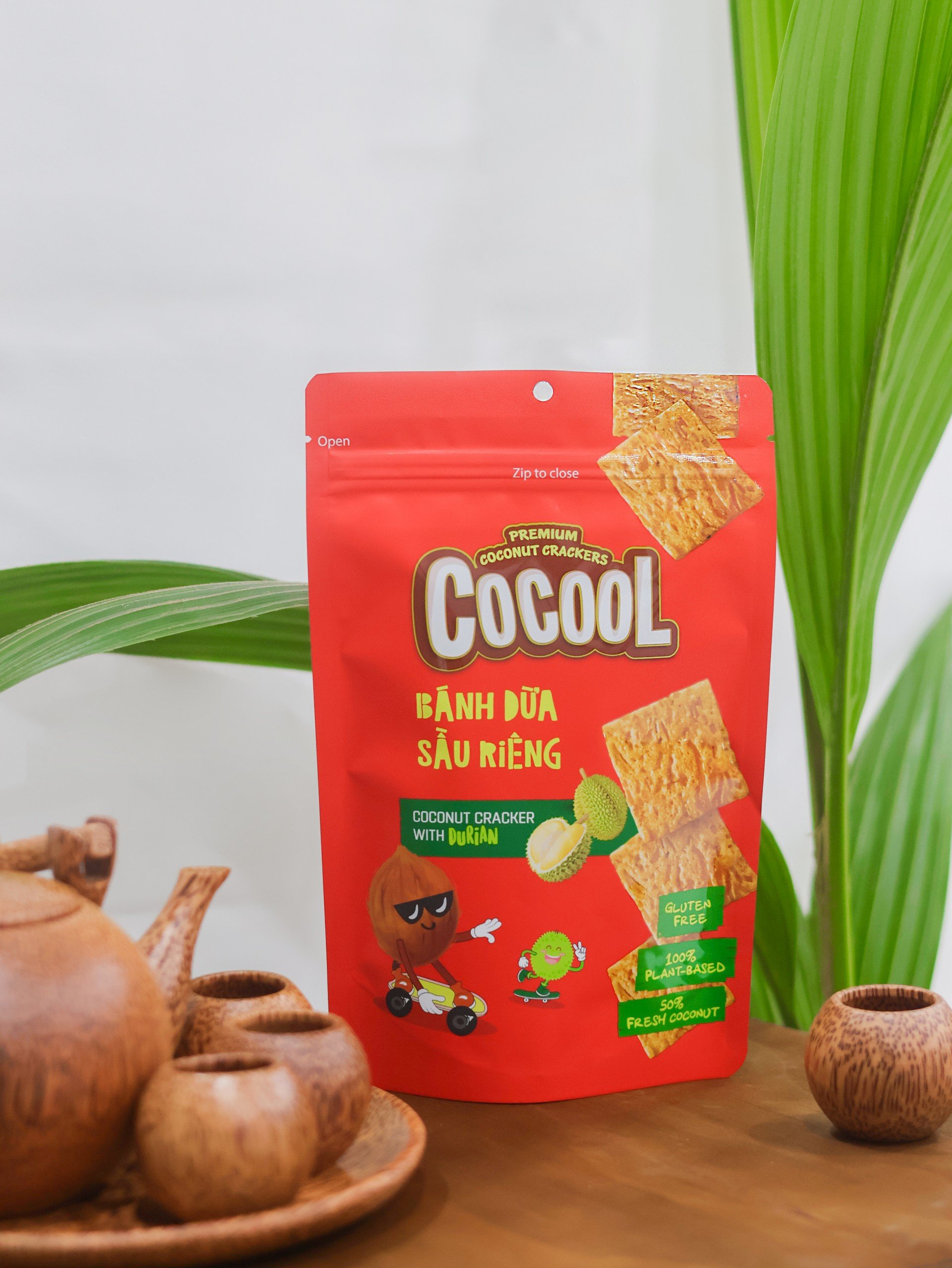 COCOOLドリアンココナッツクラッカー・COCOOL VỊ SẦU RIÊNG NGUYÊN BẢNG